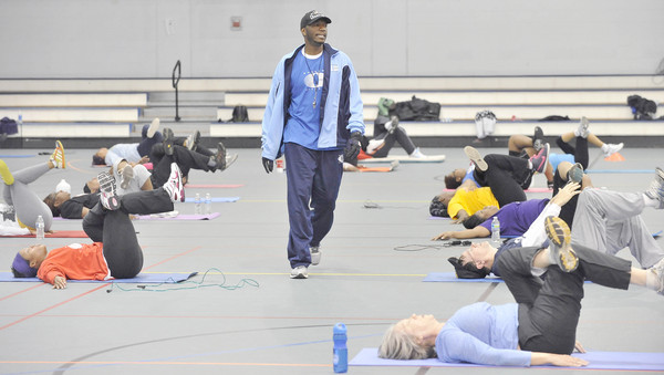 Sanders training clients at his Sanders Optimum Fitness 4-Week Fitness program held at Garrison Forest in Owings Mills, MD